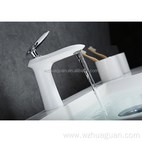 Painting White Basin Waterfall Faucet